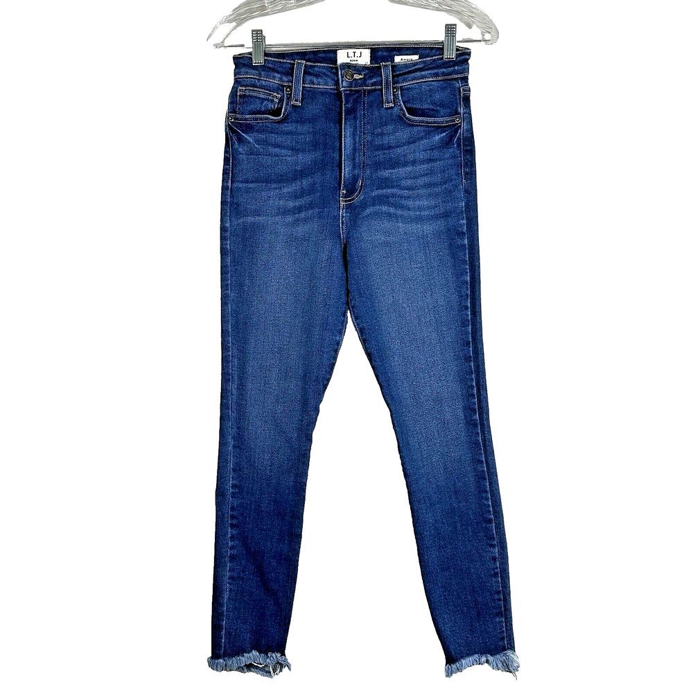 L.T.J.Denim Size 27 Amore High Rise Raw Hem Stretch Skinny Blue Jeans